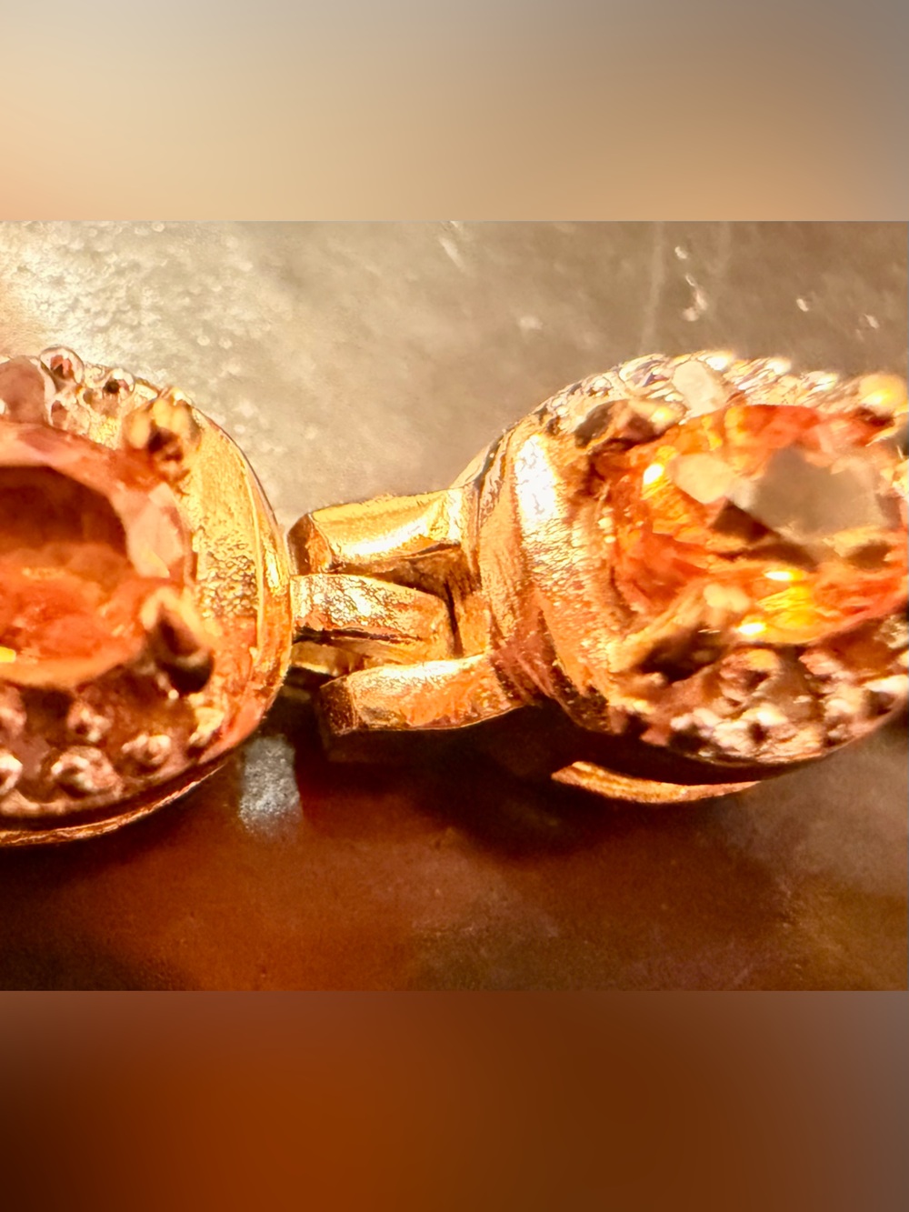 18K Gold Over Sterling Silver Orange AA Sapphire & Diamond Bracelet 7.25β - Picture 5 of 12
